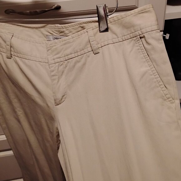 On Trend! Khaki Wide Leg Cotton Trousers - Picture 3 of 5